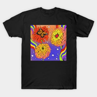 ⭐️ Zany for Queen Lime Orange Blush Zinnias ⭐️ T-Shirt